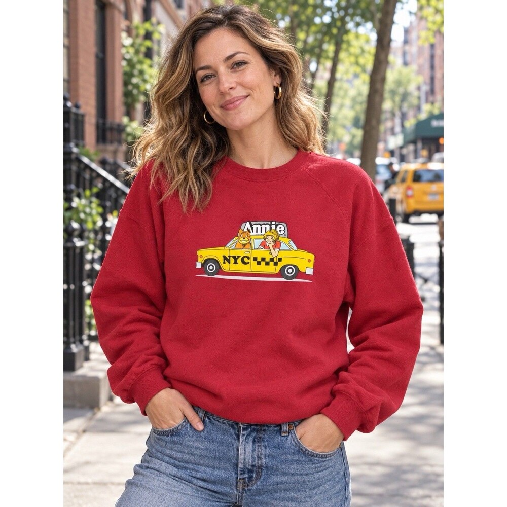 Little Orphan Annie NYC Taxi Sweatshirt Red Unisex 2XL Musical Sandy Dog Rare